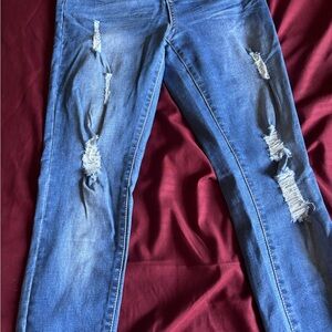 Wax Jean Women's Blue Distressed Skinny Jeans